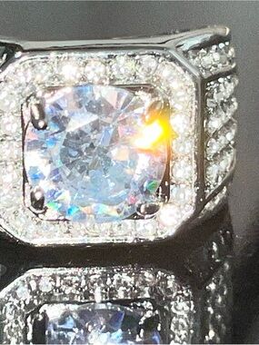 Silver plated Mans CZ. ring - SPARKLES
